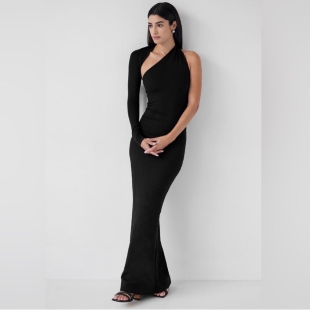 Marcella NYC Manhattan One Shoulder Gown European Ponte Open Back Halter Gown S - Picture 4 of 16